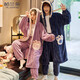 Palando Coral Fleece Couple Pajamas for Women in Autumn and Winter Long Sleeve Bathrobe Extended Men's Pajamas for Couples Can We Wear Home Suit Winter 9913 Women's XL Size