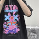 七分袖t恤男ins潮牌港风情侣宽松衣服半袖潮流夏季oversize国潮体恤SN1156 695深蓝 M 【收藏优先发货】