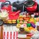 LNGA LANDGRE children's play house small kitchen toy set cutting vegetables and cooking cooking baby cutting fruit boys and girls simulation kitchen utensils