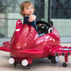 Hand in hand airplane children's car electric children's four-wheel toy car male and female baby with remote control infant and toddler can sit on the stroller top with red + dual drive + remote control + soft wheel + leather seat