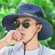 Shanta sun hat men's outdoor breathable large brim sun hat summer mountain climbing fisherman hat fishing hat sun hat khaki with random color sleeves