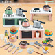 Yunya Children's Kitchen Toys Simulation Stove Set Cooking Play House Full Set Boys and Girls Baby Stove Stove Cooking Kitchen Cooking 4 in 1 52-piece Set Green