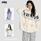 F426 Official Store National Fashion Brand Autumn New Couple Premium Lazy Hooded Fur Collar Fair Isle Sweater Off-White M
