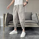 
JIAYE (JIAYE) Cropped Pants for men's summer thin loose trend 8-point pants casual versatile ice silk harem cool pants student L01 black thin style larger S