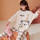 
Langsha (langsha) pajamas for women in spring and autumn pure cotton thin cartoon bear plush winter and summer ladies cute long-sleeved home clothing set J15125 red cartoon bear spring M [recommended 80-100Jin [Jin equals 0.5 kg]]