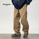 MMOPTOP Japanese retro overalls men's autumn and winter pure cotton loose wide-leg casual pants 8318 Khaki 2XL