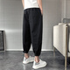 
JIAYE (JIAYE) Cropped Pants for men's summer thin loose trend 8-point pants casual versatile ice silk harem cool pants student L01 black thin style larger S