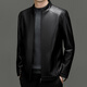 ROMON Haining imitation leather jacket men's winter style young and middle-aged men's leather jacket jacket dad men's velvet stand-up collar motorcycle jacket 2002 black lapel velvet style 175/L recommended 120-140 Jin Jin is equal to 0.5 kg