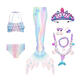 Ruiyang Meerjungfrau Kleidung Prinzessin Schwanz Badeanzug Girl Split Bikini Baby Badeanzug Neues heißes Frühling farbenfrohe dreiteilige Set + Krone + Halskette 4-teilige Set 130 cm