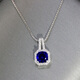 Fat Donglai's same style tanzanite sapphire square covered with diamonds tanzanite blue jewelry set three-piece set for women 1g pendant (1 carat/6.5mm) including necklace