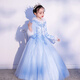 Xinlan Fuman Violin Performance Disfraz de niñas Vestidos para niños Cumpleaños de alta gama Princesa Falda Flores Flores Fiela anfitriona Z1901 [Collar de cabello azul] Siga la corona 140cm