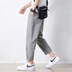 
Jewish casual pants for men in summer new loose ice silk straight sport nine-point pants for men conical Korean style trendy trousers 9904 cement grey M
