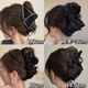 Super Hepburn-style black bow clip for women 2024 new back head headwear fashion shark clip hair card [Same as white deer] satin bow clip (about 1