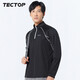 TECTOP quick-drying clothing men's outdoor stand-up collar breathable running elastic long-sleeved T-shirt reflective cycling clothing 035 men's black L