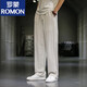 罗蒙（ROMON）夏季中国风亚麻男裤子宽松直筒哈伦裤男士棉麻休闲裤男装大码长裤 8011藏青色 2XL【参考体重155-170斤】