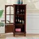 Poetic wood language solid wood American wine cabinet living room decorative side cabinet against the wall red wine cabinet home light luxury glass small wine cabinet integrated against the wall walnut color tall wine cabinet left door opening thickened glass single door