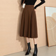 Fanzhen skirt for women 2023 autumn and winter mid-length hip-covered skirt to make slim umbrella skirt temperament versatile A-line skirt Khaki 2XL