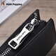 Hush Puppies key bag men's ID bag bank card access control card two-in-one genuine leather card bag portable key chain storage bag black HC-1811007W-577
