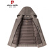 Pierre Cardin high-end men's wool coat short hooded woolen jacket autumn and winter thickened warm woolen coat men's coat khaki 2XL 185 recommended 165Jin Jin equals 0.5kg -185Jin Jin equals 0.5kg