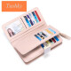 Tushky long wallet women's thin Korean style small fresh large capacity zipper bright leather contrasting multifunctional leather clutch pink