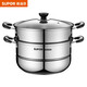 SUPOR wok pot set, pot combination kitchen utensils, soup pot, frying pan, kitchen complete set of household pots and utensils, wok, six-piece set (decoction, soup, steaming, knife, spatula)
