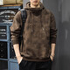 Chaotianshi autumn new style Medela dirty retro hooded sweatshirt men's loose letter stamped autumn and winter thickened long-sleeved jacket dark brown M 100-130Jin Jin equals 0.5 kg