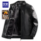 ROMON dad winter leather jacket men's velvet thickened middle-aged and elderly father men's new warm leather jacket top 3215-90 black velvet thickened XL (suitable for 110-130 Jin Jin equals 0.5 kg)