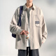 
Baiqueting short-sleeved shirt men's summer new ice silk shirt jacket men's trendy brand loose casual work jacket top 854 pink XL