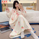 XIANGYAXIN CORAL VELVET CIERNO PARA Mujeres en otoño e invierno Nuevo encaje dulce espesado princesa larga princesa ropa para el hogar pajamas x723 mariposa m