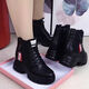 Woodpecker leather Martin boots for women 2025 new autumn and winter versatile flat-sole non-slip short boots thick-soled fluff plus velvet thickened cotton shoes black plus velvet 39