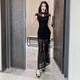 
Qiao Xuan Dai Foot Bath Technician Spa Cheongsam Long Workwear New Party Dress Sexy Slit Tight Long Skirt Chinese Night 13553 Black Long Skirt S