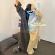 Qiao yumeneng hai einteilig pyjamas für Frauen Winter Koralle Fleece Plüsch verdickte Tiere lustige niedliche Schlafsaal Langes Plüsch-Nachtkleid S Fleece 4839 Blue White Hai-Single Rock M Höhe 152-160