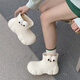 Thin strips (XIXITIAO) play with water on rainy days, anti-slip cute rain boots eva thick sole four seasons universal big eyes women wear rain boots off white single layer [cartoon big eyes] 36 36-37 large size 1