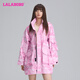 LALABOBO多巴胺迷彩中长风衣女秋季新款宽松轻户外工装外套LBDC-WSDW13 粉色 常规 S