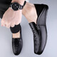 
Fugui Bird Summer Beanie Men's Real Leather Lazy Casual Leather Shoes Soft Sole Breathable Business Driving Daddy Shoes Yulin FG9898 Black 38