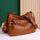 Light og new leather mother bag women's soft leather one-shoulder crossbody bag large capacity simple middle-aged women's bag k686 retro black