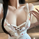 Wenshio Cream Sauce cerise Sauce de nuit en dentelle douce pour femmes draps sexy creux mince de nuit 9274 Sleep blanc 120 Jin [Jin est égal à 0,5 kg]
