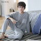 Mannido Boys Pajamas Spring и осенью Новый чистый хлопковой хлопковые дети с длинными рукавами мальчики Большие дети хлопковые подростки тонкие домашние одежды L5009 [двойная длина] 140 16 Размер Рекомендуется 135-145 см.