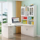 Guansi solid wood desk rack combination computer desk desktop bookcase integrated simple bedroom home corner combination study desk white 120*80 upper and lower bookshelf with door