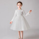 Dev Ake Children's Little Host High-end Evening Dress Girls Big Children's Puffed Skirt Piano Performance Clothes Princess Dress Girls Student DK683 Short Long Sleeve Light Blue [Add Fleece] 130 (Suggested 41-50Jin [Jin equals 0.5 kg])