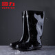 回力雨鞋男士款时尚雨靴水鞋靴户外防水防滑耐磨HL838高筒黑色42码