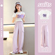 Nickybaby Summer Girls Wide Legs Детские брюки Ледяные шелковые брюки 2025 Новый комар -репеллентный брюк девочек -летние брюки 15029 Pink Purple + 9889 White [Set] 160