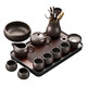 Tangfeng Zisha Kung Fu Tea Set Home Light Luxury High-end Xishi Teapot Teacup Cover Bowl Office Tea Making Gift Set Qianchuan Changhei + Ziyun Xishi Pot 11 Heads + Pinsheng