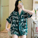 Victoria's style new Chinese style summer short-sleeved ice silk pajamas for women in summer 2024 new short-sleeved shorts for outdoor wear home clothes 848# double-breasted light blue white background rabbit M