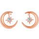 Saturday Fuhong 18k gold diamond stud earrings for women, rose gold diamond earrings W0910869, a pair of New Year gifts