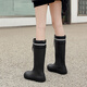 Botas de lluvia DG/DU High-Tube para mujeres, botas de lluvia de celebridades de Internet de moda, nuevo estilo más zapatos de agua tibia de terciopelo, zapatos de goma de tubo largo sin deslizamiento, de alta calidad [tit-touch-waterproof y no deslizante] negro 38/39 [tamaño pequeño]
