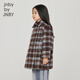 Jnby by JNBY Jiangnan Buyi Kinderbekleidung Winterwolle Wollmantel Warm mittellang kariert Mädchen Kinder 1N0810170 978 Blauer Kaffee gestreift 100 cm