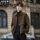 JEEP SPIRIT autumn and winter high-end wool double-sided woolen coat men's short lapel jacket woolen top men's woolen coat light brown XL 130-150Jin Jin equals 0.5 kg