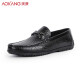 Aokang Men's Shoes 2024 Spring New Men's Leather Shoes Business Casual Beanie Shoes Genuine Leather Soft Sole Slip-On Driving Shoes Black 1225224000N41