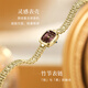 FIYTA star's same style small gold watch bamboo chain dark brown plate retro ladies watch New Year's Day gift for girlfriend